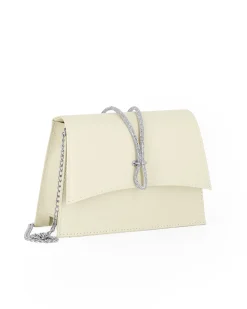 ANNES NICOLE - Pochette panna con cinturino in strass sulla patta, MADE IN ITALY