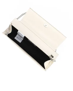 ANNES NICOLE - Pochette panna con inserti in vernice e patta, MADE IN ITALY