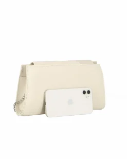 ANNES NICOLE - Pochette panna con inserti in vernice e patta, MADE IN ITALY