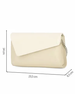 ANNES NICOLE - Pochette panna con patta in vernice, MADE IN ITALY