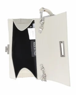 ANNES NICOLE - Pochette panna un manico con patta in vernice e chiusura a girello, MADE IN ITALY