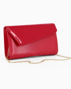 ANNES NICOLE - Pochette rossa con patta in vernice, MADE IN ITALY