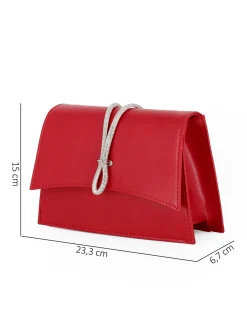 ANNES NICOLE - Pochette rossa con cinturino in strass sulla patta, MADE IN ITALY
