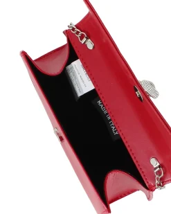 ANNES NICOLE - Pochette rossa con cinturino in strass sulla patta, MADE IN ITALY