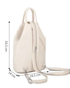 ANNES NICOLE - Zaino beige due manici con doppia tasca frontale e spalline regolabili con zip