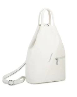ANNES NICOLE - Zaino bianco due manici con doppia tasca frontale e spalline regolabili con zip