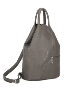 ANNES NICOLE - Zaino grigio due manici con doppia tasca frontale e spalline regolabili con zip