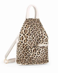 ANNES NICOLE - Zaino maculato due manici con doppia tasca frontale e spalline regolabili con zip