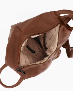 ANNES NICOLE - Zaino marrone due manici con doppia tasca frontale e spalline regolabili con zip