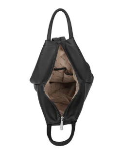 ANNES NICOLE - Zaino nero due manici con doppia tasca frontale e spalline regolabili con zip