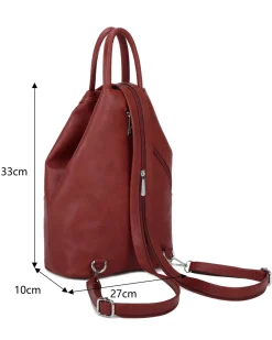 ANNES NICOLE - Zaino rosso due manici con doppia tasca frontale e spalline regolabili con zip
