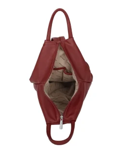 ANNES NICOLE - Zaino rosso due manici con doppia tasca frontale e spalline regolabili con zip