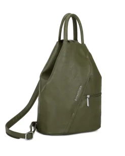 ANNES NICOLE - Zaino verde due manici con doppia tasca frontale e spalline regolabili con zip