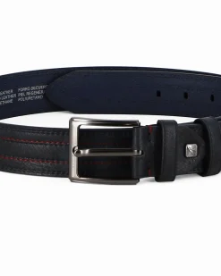 ARMATA DI MARE - Cinta blu con cuciture rosse e fodera in VERA PELLE