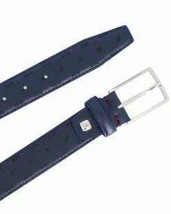ARMATA DI MARE - Cinta blu loggata con fodera in VERA PELLE