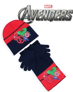 AVENGERS - Completo da bimbo con cappello, sciarpa e guanti blu