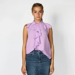 BACHATA - CAMICIA GLICINE SMANICATA CON ROUCHES