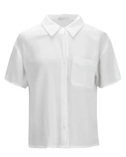BACHATA - Camicia mezza manica in viscosa bianca