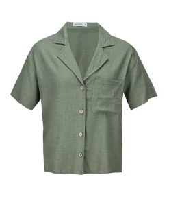 BACHATA - Camicia mezza manica con taschino verde militare