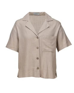 BACHATA - Camicia mezza manica con taschino beige