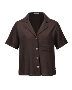BACHATA - Camicia mezza manica con taschino marrone