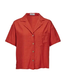BACHATA - Camicia mezza manica con taschino arancione
