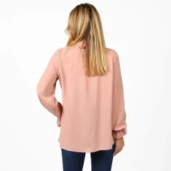 BACHATA - CAMICIA ROSA CIPRIA MANICA LUNGA STRASS COLLO