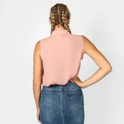 BACHATA - CAMICIA ROSA CIPRIA SMANICATA CON ROUCHES