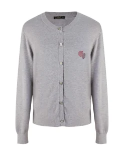 BACHATA - Cardigan manica lunga grigio con bottoni da donna