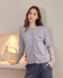 BACHATA - Cardigan manica lunga grigio con bottoni da donna