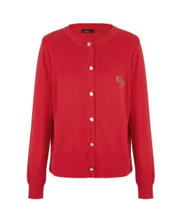 BACHATA - Cardigan manica lunga rosso con bottoni da donna