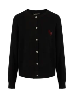 BACHATA - Cardigan manica lunga nero con bottoni da donna