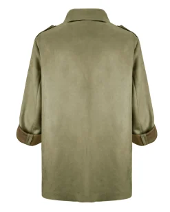 BACHATA - Giacca a camicia scamosciata verde chiaro da donna con tasche