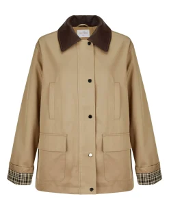 BACHATA - Giacca beige con tasche con colletto a contrasto