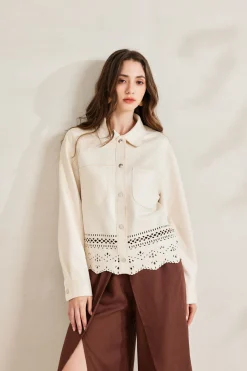 BACHATA - GIACCA BEIGE SCAMOSCIATA TRAFORATA DA DONNA