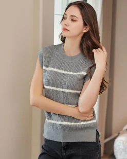 BACHATA - Gilet a maglia grigio da donna