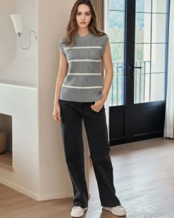 BACHATA - Gilet a maglia grigio da donna