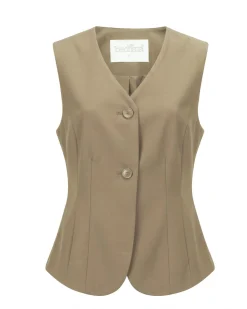 BACHATA - Gilet beige con bottoni
