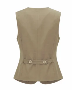 BACHATA - Gilet beige con bottoni