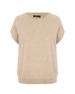 BACHATA - Gilet beige lavorato a maglia da donna
