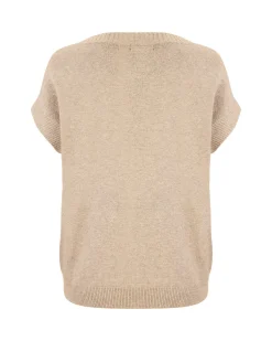 BACHATA - Gilet beige lavorato a maglia da donna