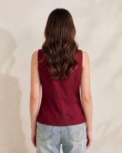 BACHATA - Gilet bordeaux con bottoni