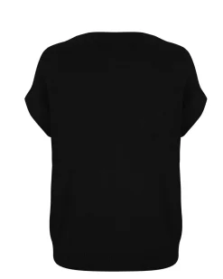 BACHATA - Gilet nero lavorato a maglia da donna