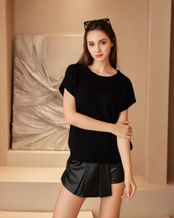 BACHATA - Gilet nero lavorato a maglia da donna
