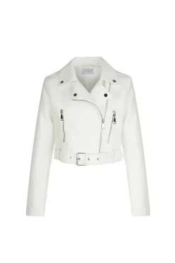 BACHATA - GIUBBINO BIKER BIANCO DA DONNA CON CINTURA