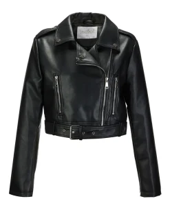 BACHATA - GIUBBINO BIKER NERO DA DONNA CON CINTURA