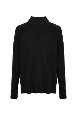 BACHATA - Maglia manica lunga a lupetto nero da donna