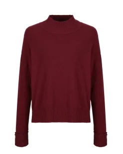 BACHATA - Maglia manica lunga a lupetto bordeaux da donna