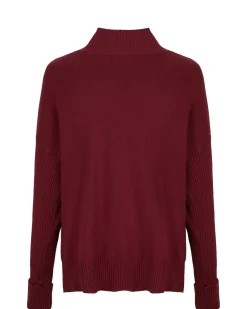 BACHATA - Maglia manica lunga a lupetto bordeaux da donna