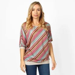 BACHATA - MAGLIA RIGHE MULTICOLOR MANICA 3/4 RIGHE